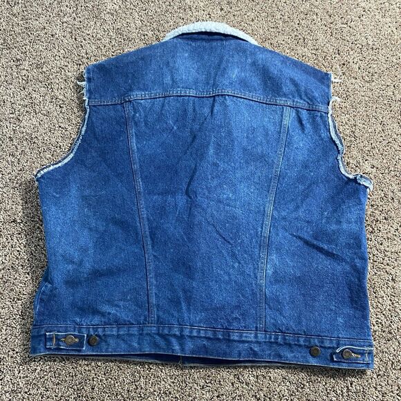 Wrangler Sherpa Collar Blue Denim Vest Men's XXL Western Cowboy Rodeo - Picture 2 of 7